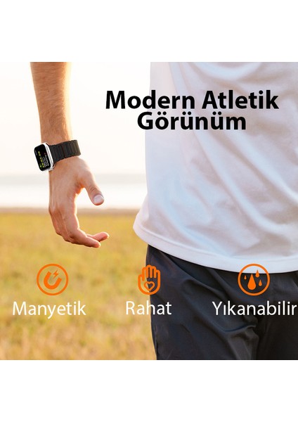 Apple Watch 42/44/45MM Için Manyetik Armor Silikon Kordon Kayış modelleri