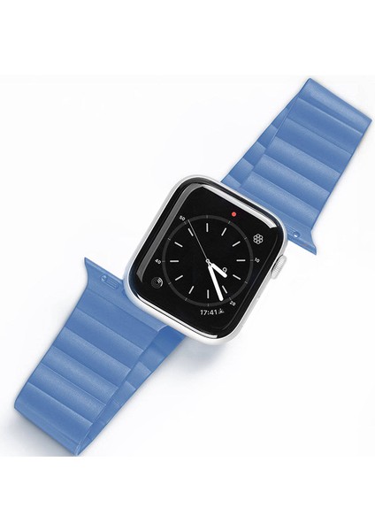 Dux Ducıs Apple Watch 42/44/45MM Için Manyetik Zincir Versiyon Pu Deri Kayış Kordon