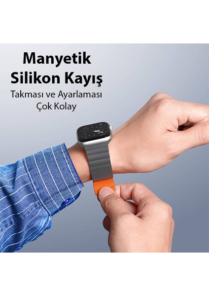 Dux Ducıs Apple Watch 38/40/41MM Için Manyetik Zincir Versiyon Pu Deri Kayış Kordon