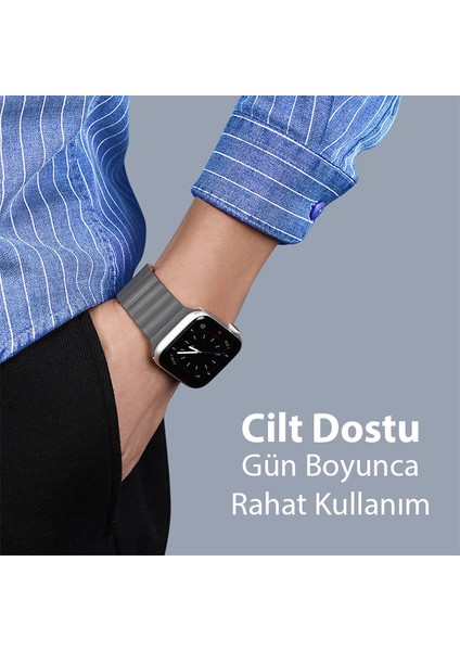 Dux Ducıs Apple Watch 38/40/41MM Için Manyetik Zincir Versiyon Pu Deri Kayış Kordon