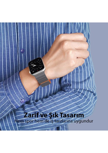 Dux Ducıs Apple Watch 38/40/41MM Için Manyetik Zincir Versiyon Pu Deri Kayış Kordon