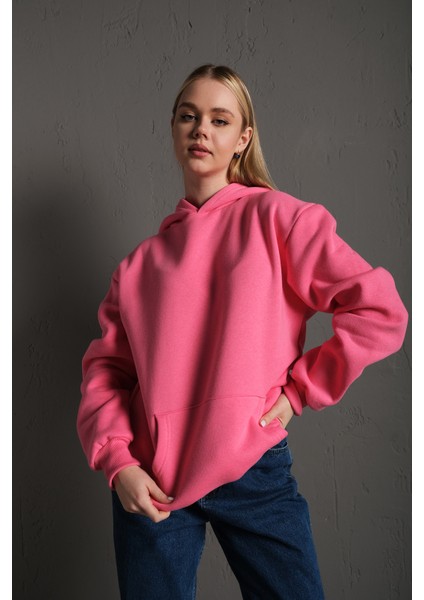 Kadın Ters Düz Nothing Baskılı Oversize Sweatshir