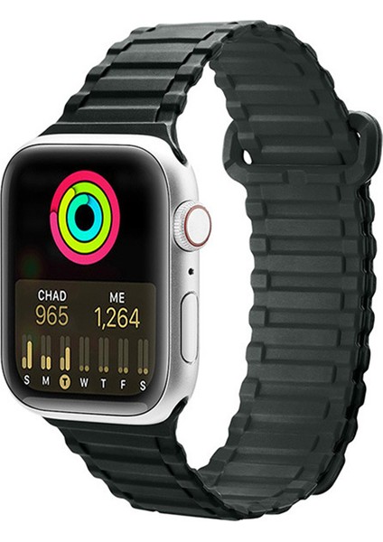 Apple Watch 42/44/45MM Için Manyetik Armor Silikon Kordon Kayış