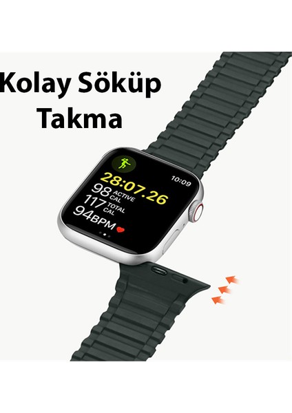 Apple Watch 42/44/45MM Için Manyetik Armor Silikon Kordon Kayış modelleri