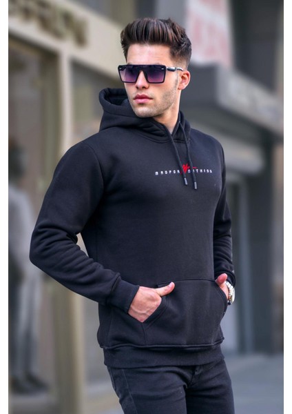 Siyah Basic Kapüşonlu Sweatshirt 6002