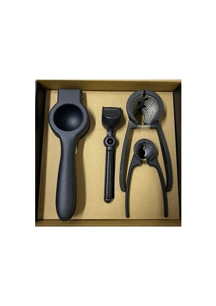 Döküm 4 Lü Set Limon Sıkacağı +Ceviz Kıracağı +Fındık Kıracağı+Sarımsak Ezici