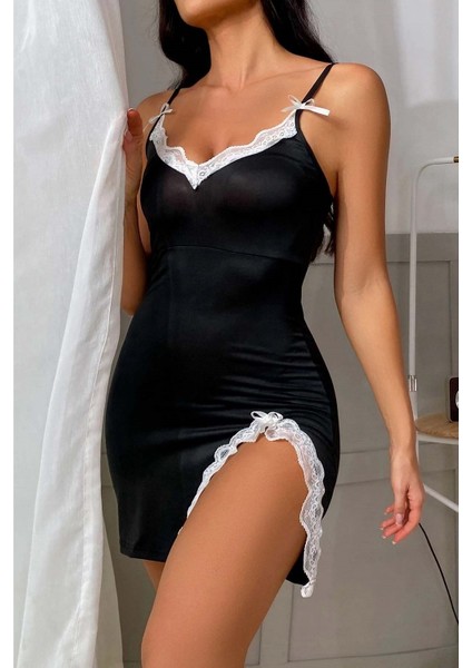 Bacak Yırtmaçlı Dantel Işlemeli Gecelik Babydoll Iç Giyim fırsatları