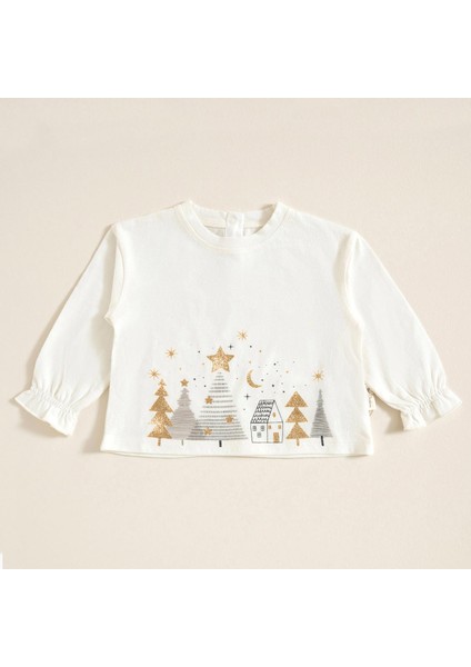 Party Uzun Kollu Tshirt Ekru
