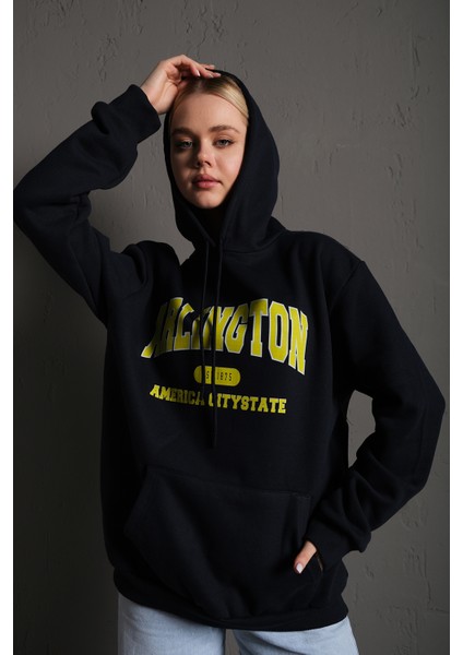 Arlington Baskılı Oversize Kapüşonlu Sweatshirt modelleri