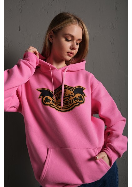Kadın Vintage Baskılı Kapüşonlu Oversize Sweatshirt fiyatları