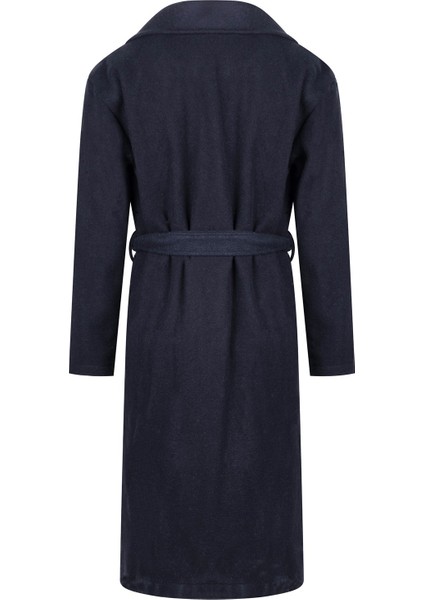 Kadın Kaban Uzun Yün Malzemeden Düz Desenli Koyu Lacivert Şık Tasarım fiyatları