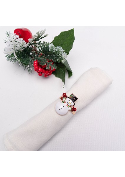 Karaca Home New Year Yeni Yıl Snowman 2'li Peçete Yüzüğü