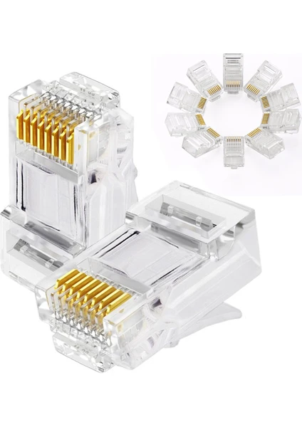 RJ45 Konnektör Network Cat5 Cat6 Jak Jack Ethernet Uç - 100 Adet