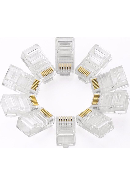 RJ45 Konnektör Network Cat5 Cat6 Jak Jack Ethernet Uç - 100 Adet