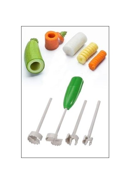 , Kabak, Patlıcan, Biber Oyucu 4 Başlıklı Oyma Aparatlı Set