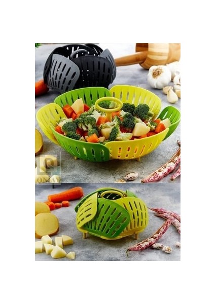 Pratik Buharda Lezzetli Sebze Meyve Haşlama Pişirme Sepeti Katlanabilir Haşlayıcı Aparat