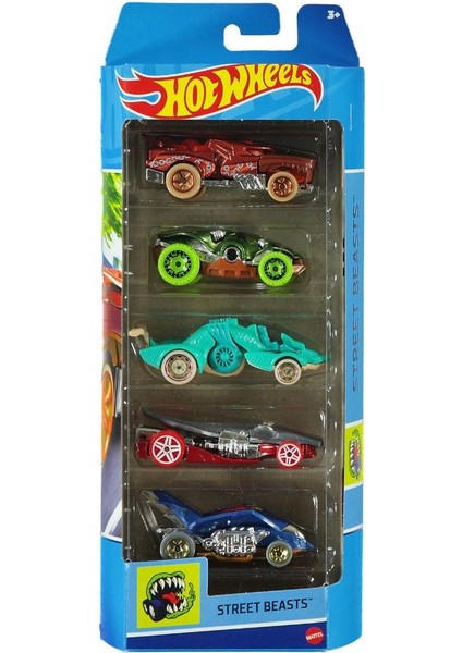 Hotwheels 5'li Araba Seti Metal Hw Glow Wheels Lisanslı Hot Wheels