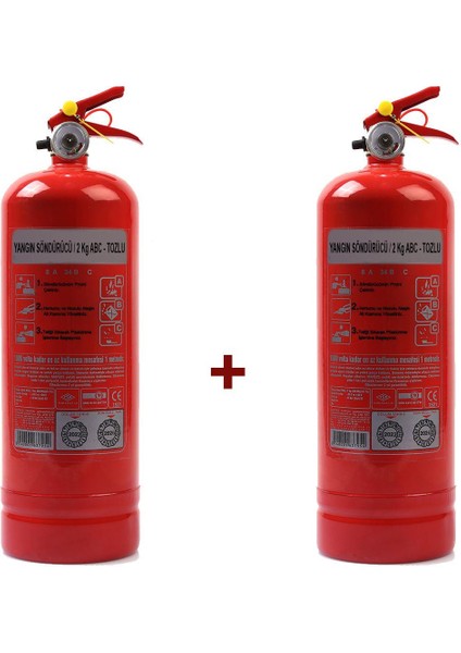 Yangın Tüpü Söndürücü 2 kg 2 Adet Araç Tüpü 2022 Üretim 2026 Tekrar Dolum
