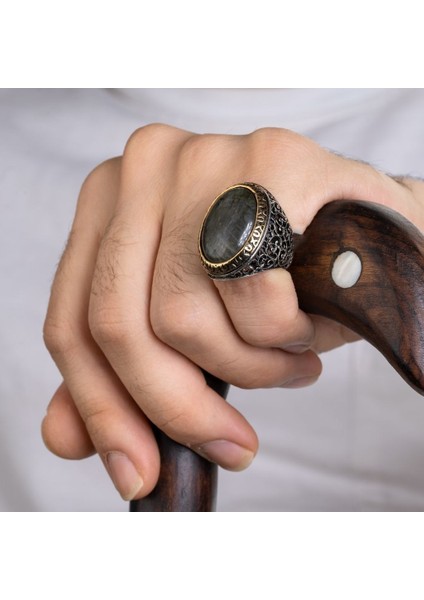 925 Ayar Gümüş Erkek Yüzük Doğal Taşlı Oval Kaplan Gözü Akik Takı fırsatları
