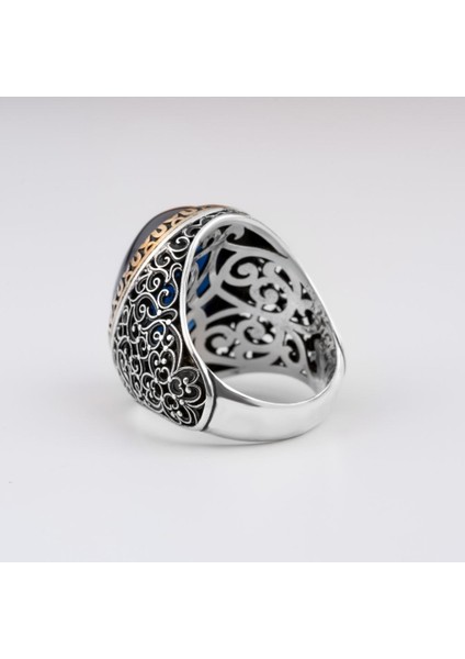 925 Ayar Gümüş Erkek Yüzük Doğal Taşlı Oval Kaplan Gözü Akik Takı fırsatları