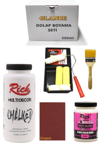 Dolap Boyama Antik Beyaz Tavalı Karma Rulo Set