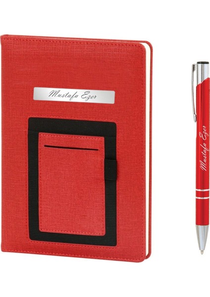 Kişiye Özel Isimli Hediyelik Cepli Tarihsiz Kanguru Ajanda Kalem ve Defter Seti
