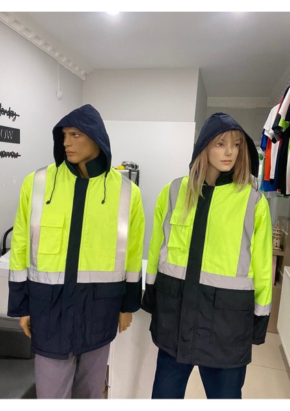 Reflektörlü Iş Güvenlik Montu-With Reflector Work Safety Jacket
