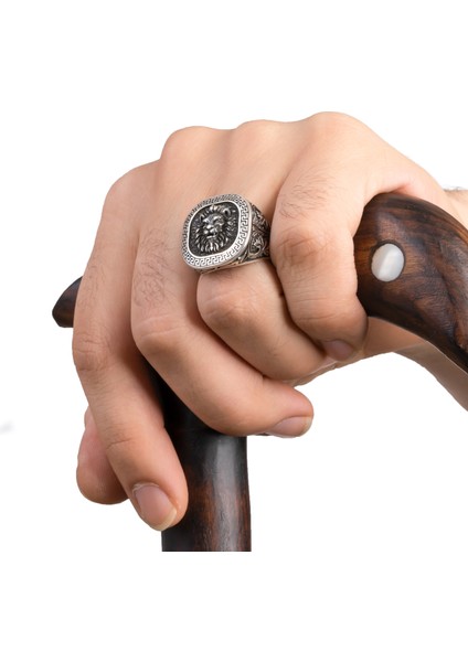 925 Ayar Gümüş Erkek Yüzük Aslan Modeli Gümüş Rengi fiyatları