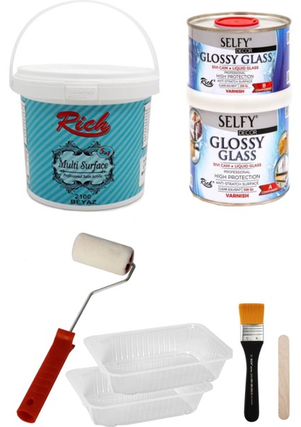 SURFACE1000GR Beyaz Selfy Decor Glossy Glass 200+100GR Balkon,teras,banyo,mutfak,tezgah,fayans