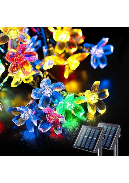 Güneş Enerjili LED Bahçe Aydınlatması 5m Renkli Kiraz(Rgb) Solar LED Lamba Güneş Enerjili LED Lamba