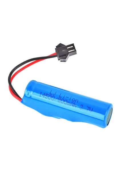 3.7V 14500  Li-Ion Siyah Soketli Oyuncak Araba Pili 14MM x 50MM Ölçülerinde