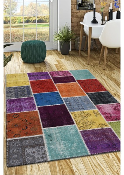 Patchwork 17307 Renkli 160X228 El Dokuma Halı ~ 3.65 M2