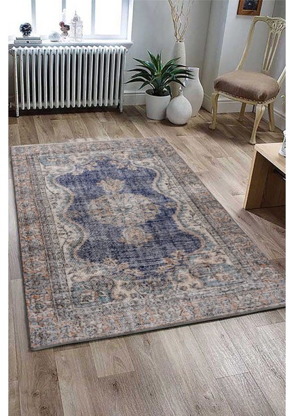 Vintage 420055 Mavi 148X240 El Dokuma Halı ~ 3.55 M2