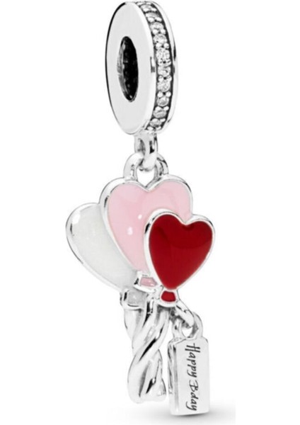 Renkli Balon Model Gümüş Charm