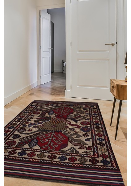 Afgan Berceste Kırmızı El Dokuma Kilim 132X200 ~ 2.64 M2