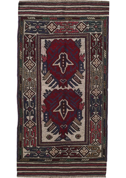 Afgan Berceste Kırmızı El Dokuma Kilim 75X141 ~ 1.06 M2