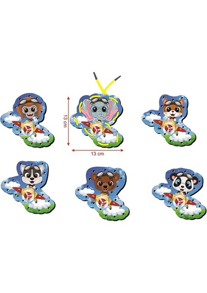 Voleecraft Ahşap Eğitici Eğlenceli Renkli Baskılı Pilot Hayvanlar Ip Geçirme Oyunu, Montessori Oyuncak modelleri
