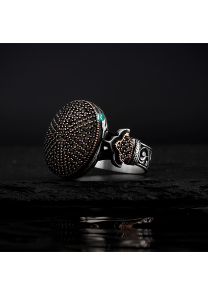 Yuvarlak Erkek Yüzük 925 Ayar Gümüş Erkek Yüzük Zirkon Taşlı Parlak