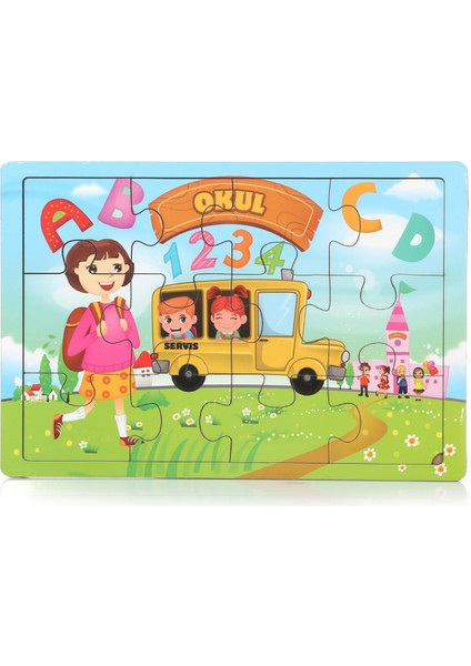 Eğitici Ahşap Puzzle Seti-6 Model Puzzle'dan Oluşan 12 Parçalı Puzzle