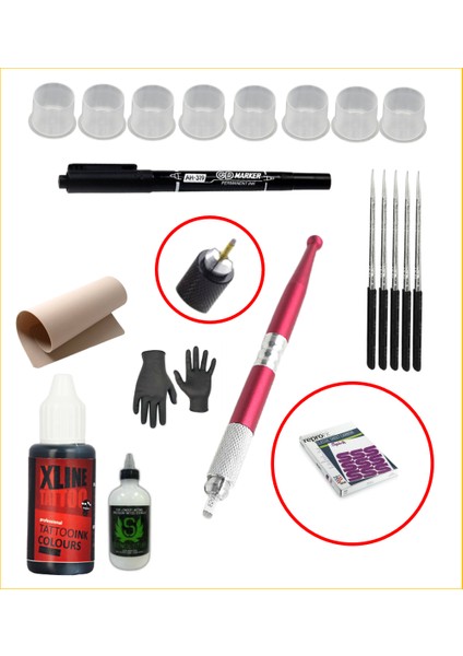 XLH-129 Hand Poke Bittor Black Dövme Seti - 9 Parça