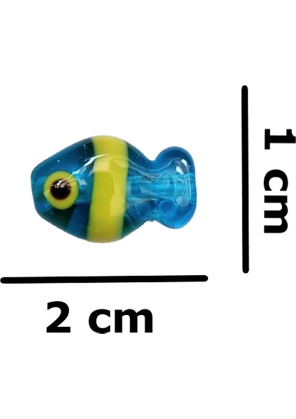 Beyoğlu Hediyelik Delikli Cam Balık 1 Adet El Yapımı Murano Cam Çift Taraflı Kolye Bileklik Ucu 3 mm Delikli