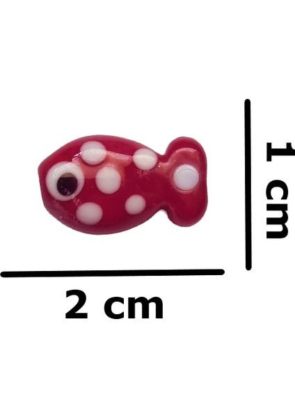 Beyoğlu Hediyelik Murano Cam Balık El Yapımı 3 mm Delikli Kolye Bileklik Ucu Çift Taraflı