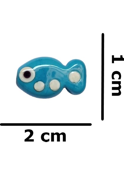 Beyoğlu Hediyelik Murano Cam Balık El Yapımı 3 mm Delikli Kolye Bileklik Ucu Çift Taraflı