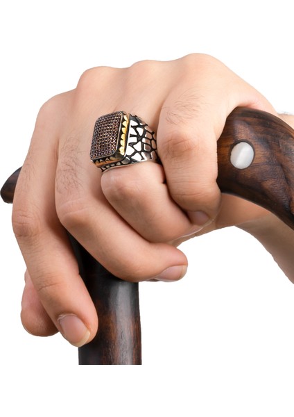 925 Ayar Gümüş Erkek Yüzük Mini Tane Zirkon Taşlı Desenli Yüksek Kaliteli Takı fiyatları