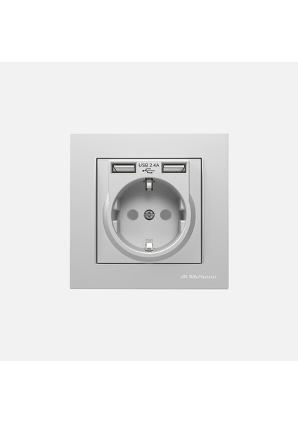 Rita 2'li Usbli Topraklı Priz Inox