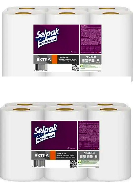 Professional Sensörlü 2 Paket 6'lı Havlu 70 Metre