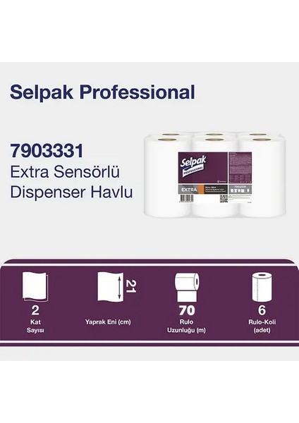 Professional Sensörlü 2 Paket 6'lı Havlu 70 Metre