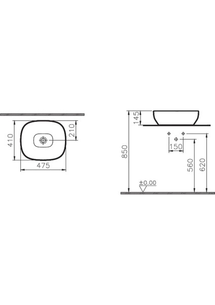 Outline Oval Çanak Lavabo, 60 cm Beyaz 5995B403-0016
