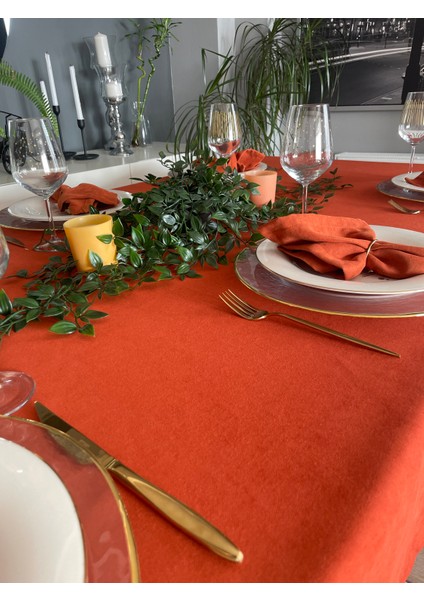 Soft Kumaş Dertsiz Koyu Kiremit Masa Örtüsü Terracotta
