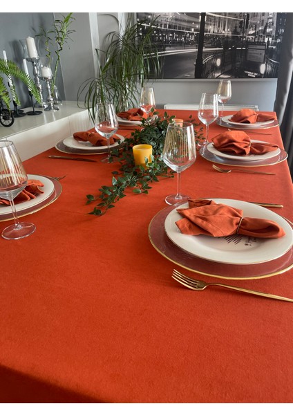 Soft Kumaş Dertsiz Koyu Kiremit Masa Örtüsü Terracotta fiyatları